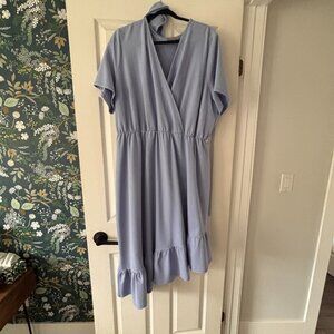 Asymmetrical Ruffle Hem Midi Dress